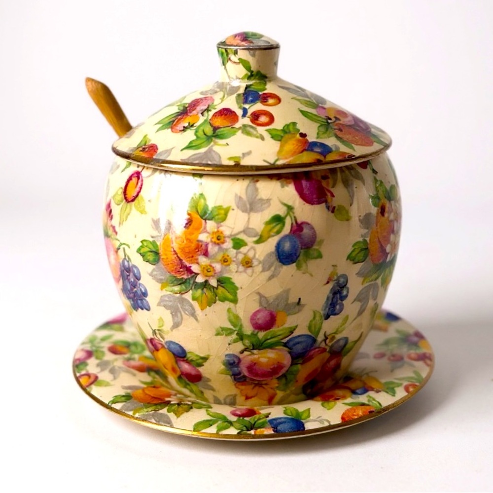 Royal Winton Evesham Jam Jelly and Lid with Under Plate